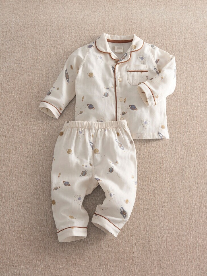 Mamas & Papas White Planets Woven Pyjamas