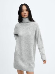 Mango Grey Turtleneck Long-Sleeved Jumper Dress - Image 1 of 5