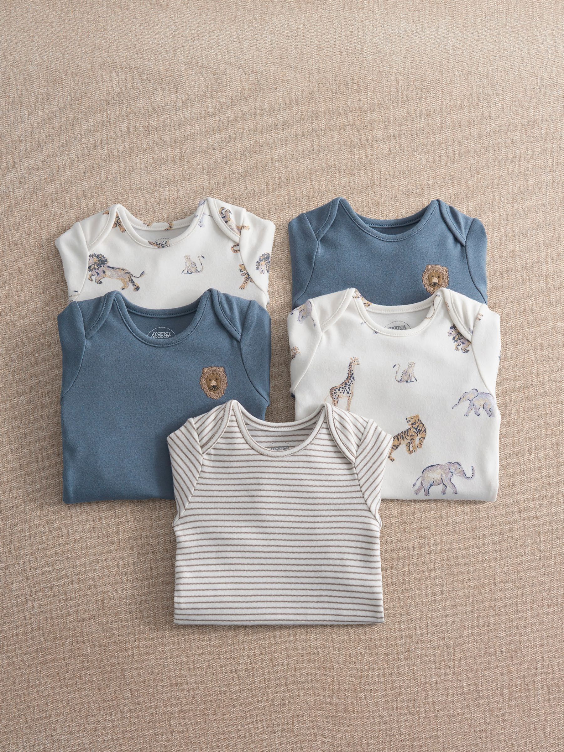 Mamas & Papas - Boys - Safari Adventures Bodysuits - 0-3 Months - Blue - Image 3