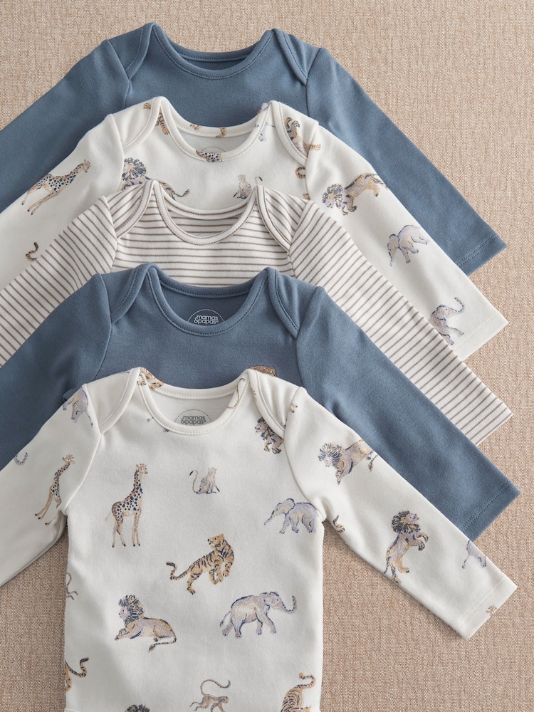 Mamas & Papas White Safari Adventures Bodysuits Pack of 5 - Image 2 of 3 Mamas & Papas White Safari Adventures Bodysuits Pack of 5 - Image 2 of 3