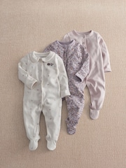 Mamas & Papas Brown Ditsy Floral Sleepsuits Pack of 3 - Image 1 of 3
