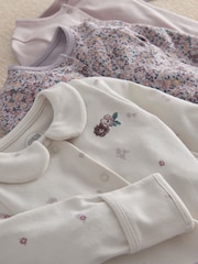 Mamas & Papas Brown Ditsy Floral Sleepsuits Pack of 3 - Image 2 of 3