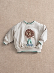 Mamas & Papas Bouclé-Sweatshirt mit Löwenmotiv - Bild 1 von 3
