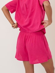 Nobodys Child Pink Joppa Linen Blend Co-Ord Elasticated Shorts - Image 4 of 5