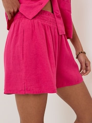 Nobodys Child Pink Joppa Linen Blend Co-Ord Elasticated Shorts - Image 5 of 5