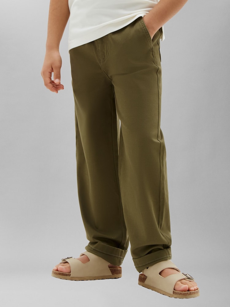 Groen - Calvin Klein Jeans kinderbroek met elastische tailleband - Afbeelding 1 van 5