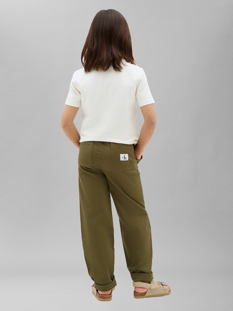 Groen - Calvin Klein Jeans kinderbroek met elastische tailleband - Afbeelding 2 van 5