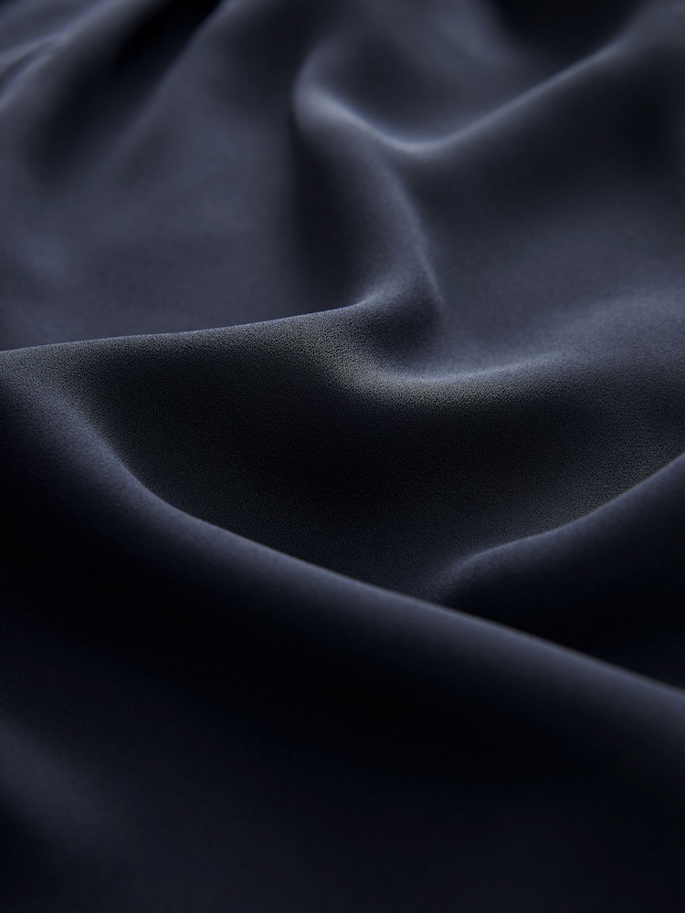 Navy Blue Long Sleeve Overhead V-Neck Relaxed Fit Blouse - Image 6 of 6
