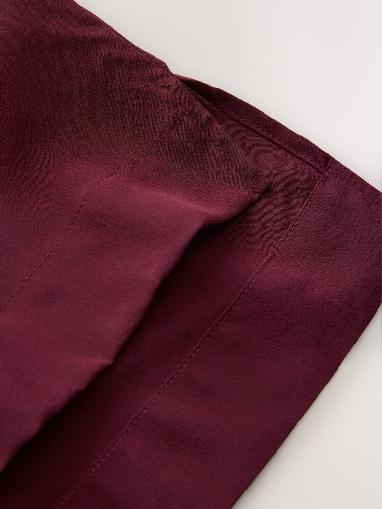 CERENE Lilian Burgundy Red Silk Mesh Trim T-Shirt - Image 9 of 9
