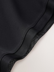 CERENE Rose Black Silk Mesh Trim V-Neck Camisole - Image 8 of 9