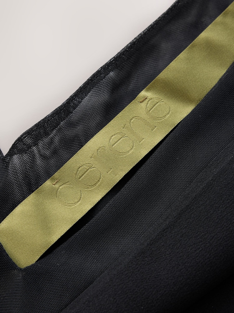 CERENE Rose Black Silk Mesh Trim V-Neck Camisole - Image 9 of 9 CERENE Rose Black Silk Mesh Trim V-Neck Camisole - Image 9 of 9