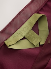 CERENE Rose Burgundy Red Silk Mesh Trim V-Neck Camisole - Image 6 of 9
