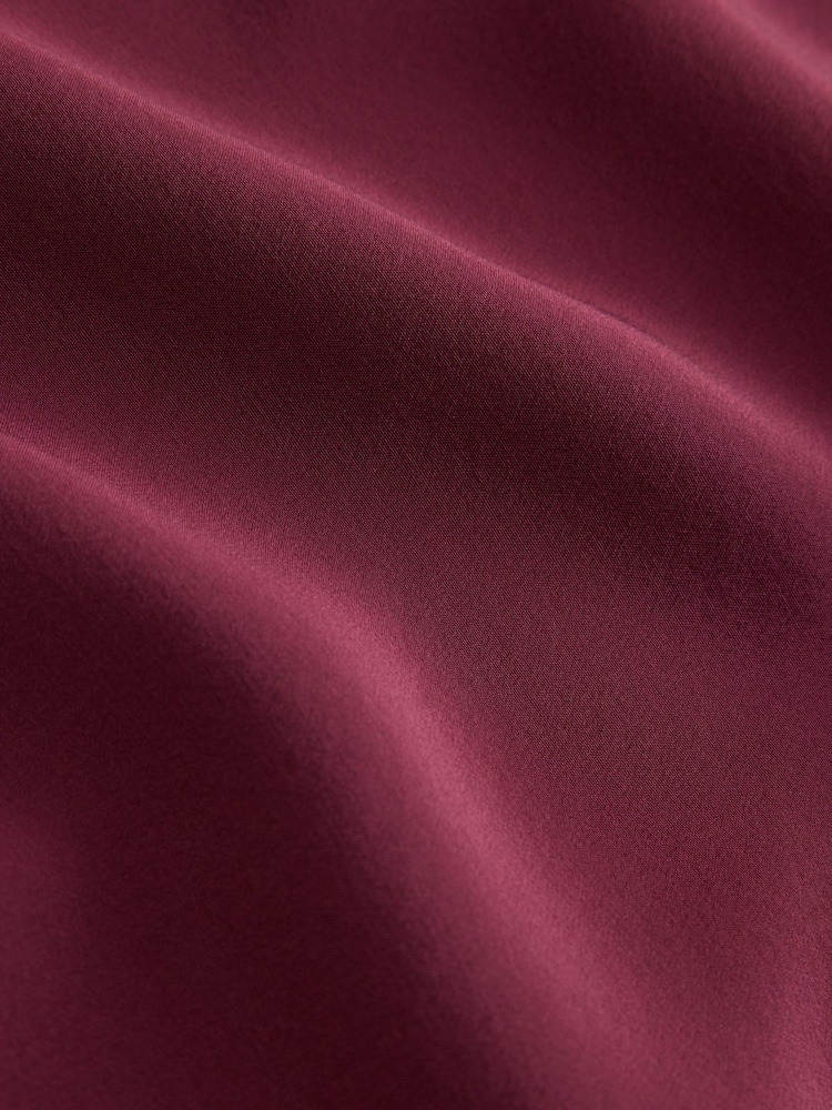 CERENE Rose Burgundy Red Silk Mesh Trim V-Neck Camisole - Image 9 of 9