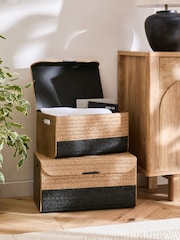 Natural Bronx Woven Set of 2 Storage Trunks - Image 1 of 5