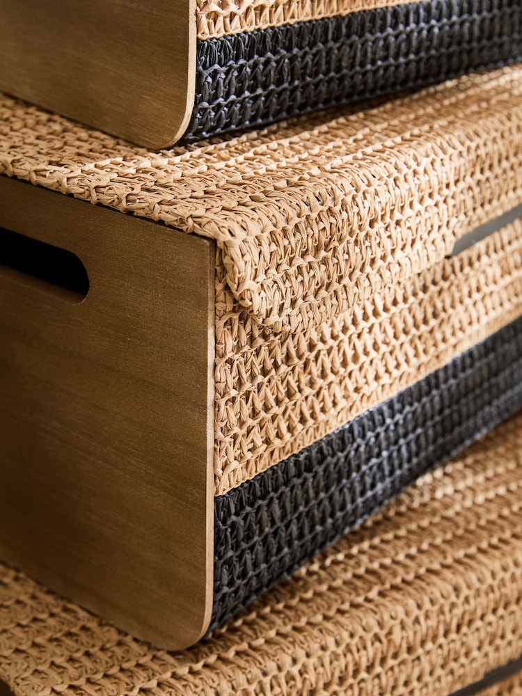 Natural Bronx Woven Set of 2 Storage Trunks - Image 2 of 5