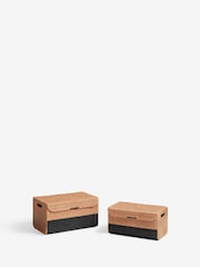 Natural Bronx Woven Set of 2 Storage Trunks - Image 4 of 5