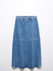 Mango Blue A-Line Denim Midi Skirt - Image 6 of 6