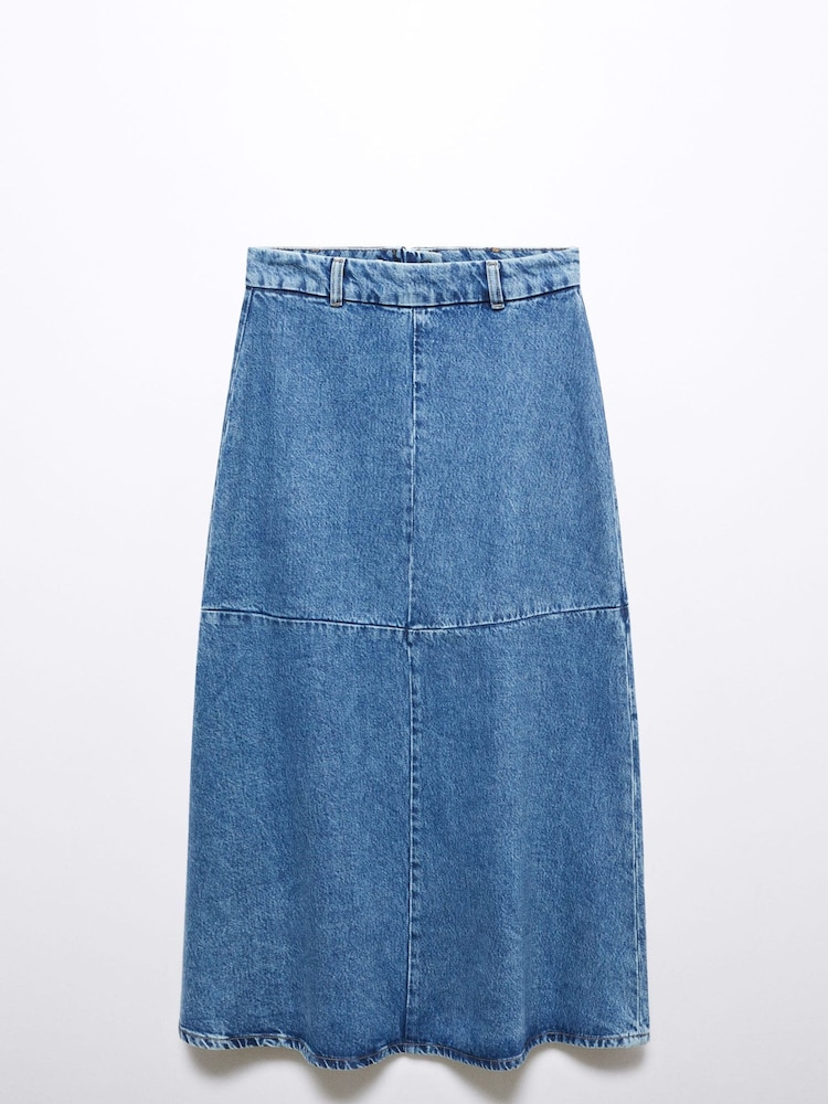 Mango Blue A-Line Denim Midi Skirt - Image 6 of 6