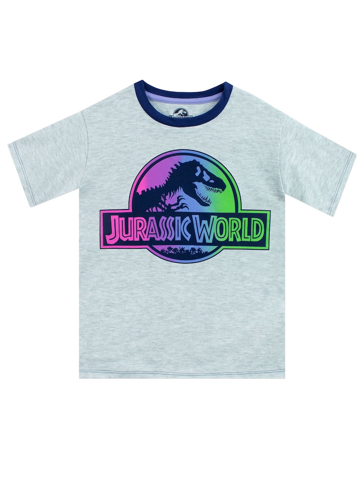 Character Blue Jurassic World Multi Logo 100% Cotton Pyjamas - Image 2 of 6 Character Blue Jurassic World Multi Logo 100% Cotton Pyjamas - Image 2 of 6