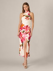 Adrianna Papell Natural Printed Satin Dress - Image 1 of 6