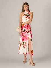 Adrianna Papell Natural Printed Satin Dress - Image 3 of 6