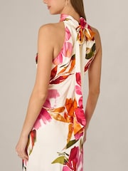 Adrianna Papell Natural Printed Satin Dress - Image 5 of 6