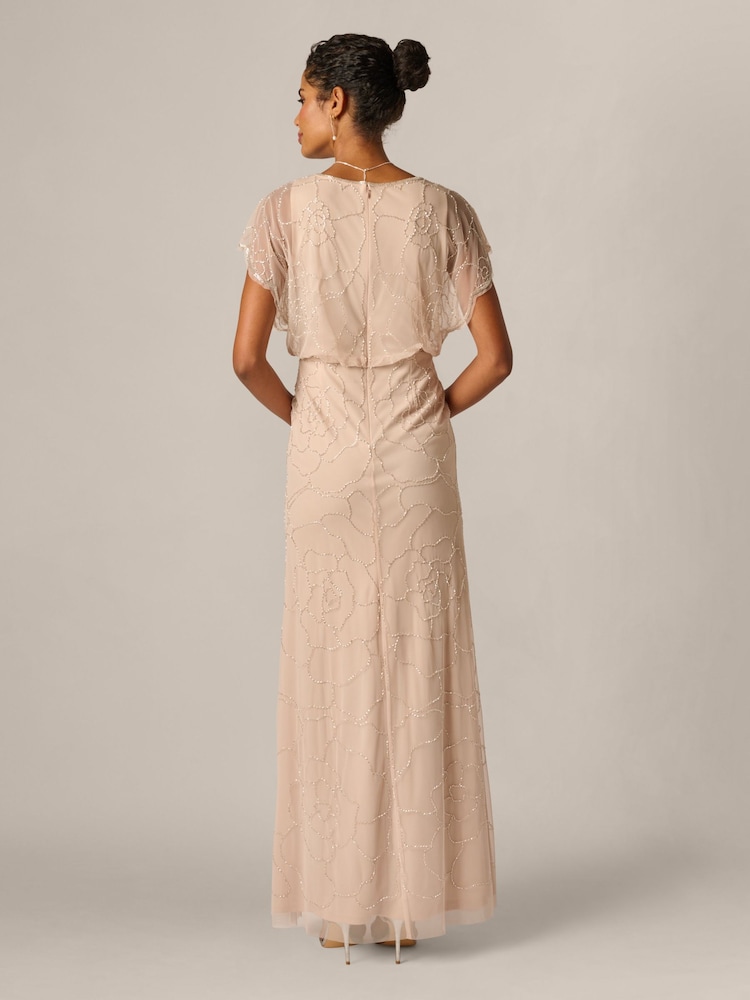 Adrianna Papell Pink Bead Blouson Long Dress - Image 2 of 6