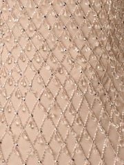 Adrianna Papell Pink Bead Mesh Long Dress - Image 6 of 6