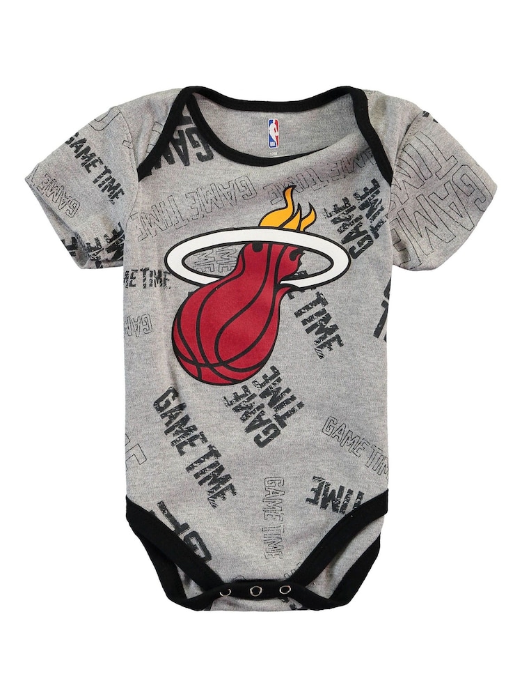 Fanatics Grey Miami Heat 100% Cotton Bodysuit 3 Pack - Image 2 of 4 Fanatics Grey Miami Heat 100% Cotton Bodysuit 3 Pack - Image 2 of 4