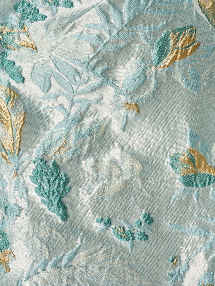 Adrianna Papell Blue Metallic Jacquard Rose Gown - Image 6 of 6