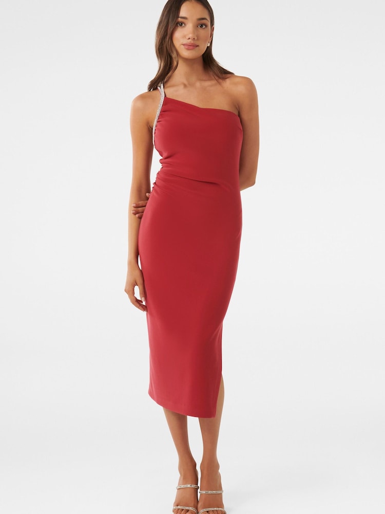 Buy Forever New Red Petite Jada Embellished Trim Midi Dress from