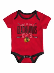 Fanatics Infants Red Chicago Blackhawks 3PC Game Time 100% Cotton Romper - Image 1 of 3
