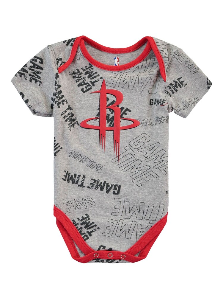 Fanatics Grey Houston Rockets 100% Cotton Bodysuit 3 Pack - Image 2 of 4