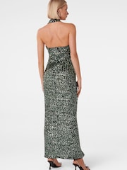 Forever New Green Brooke Sequin Halter Neck Gown - Image 4 of 5