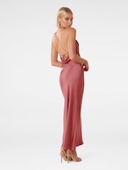 Forever New Pink Petite Ruby Tie Back Satin Midi Dress - Image 2 of 4