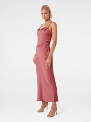 Forever New Pink Petite Ruby Tie Back Satin Midi Dress - Image 3 of 4