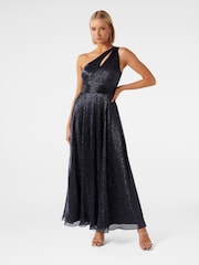 Forever New Blue Billie Asymmetrical Plisse Maxi Dress - Image 1 of 5