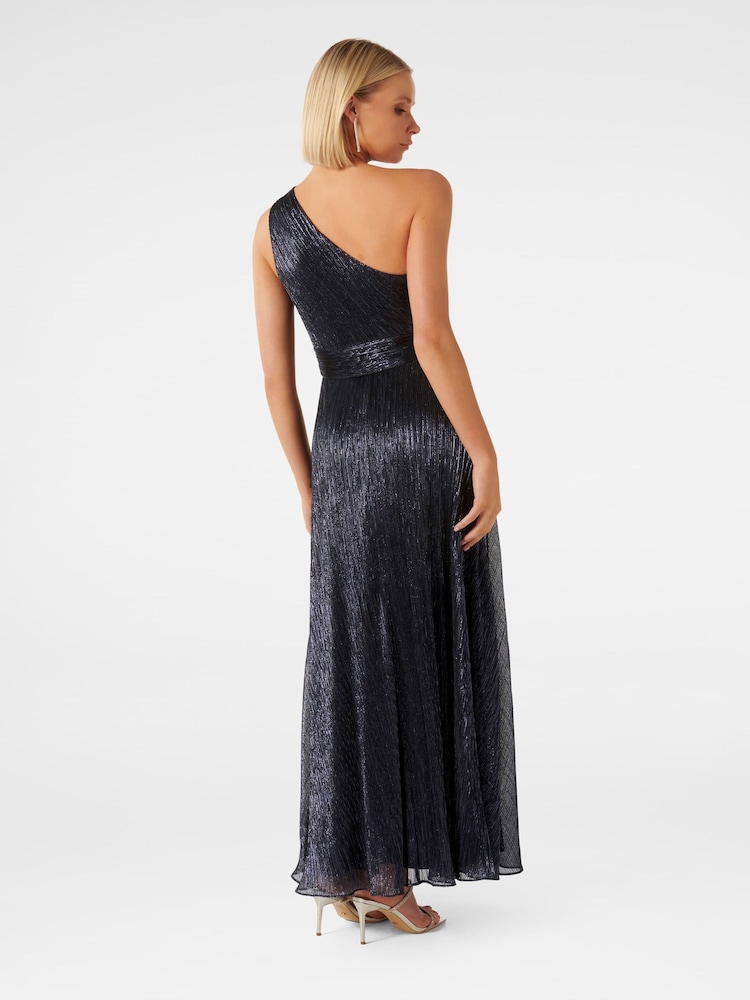 Forever New Blue Billie Asymmetrical Plisse Maxi Dress - Image 2 of 5