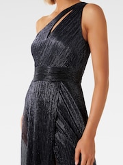 Forever New Blue Billie Asymmetrical Plisse Maxi Dress - Image 4 of 5