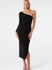 Forever New Black Monique One Shoulder Trim Bodycon Dress - Image 3 of 5