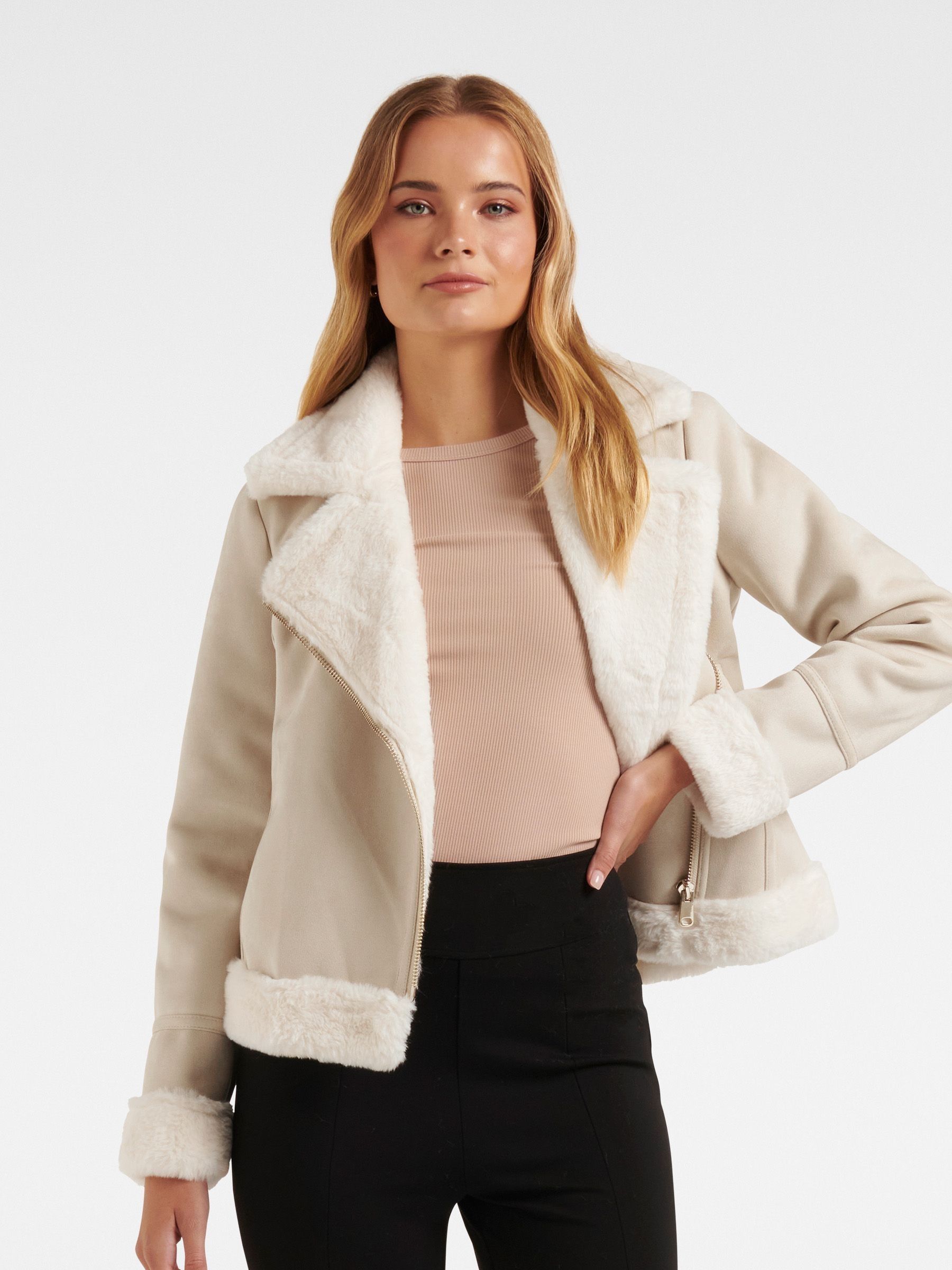 Buy Forever New Cream Houston Aviator Jacket from Next Luxembourg