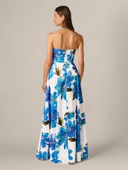 Adrianna Papell Blue Bead Dupioni Long Dress - Image 2 of 6