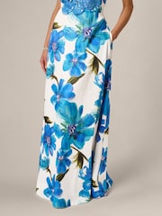 Adrianna Papell Blue Bead Dupioni Long Dress - Image 5 of 6