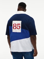 Tommy Hilfiger Blue Plus Relaxed Fit Back Logo Colour-Blocked Polo Shirt - Image 3 of 5