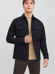 JACK & JONES Black Smart Pocket Detail Overshirt - Image 1 of 7