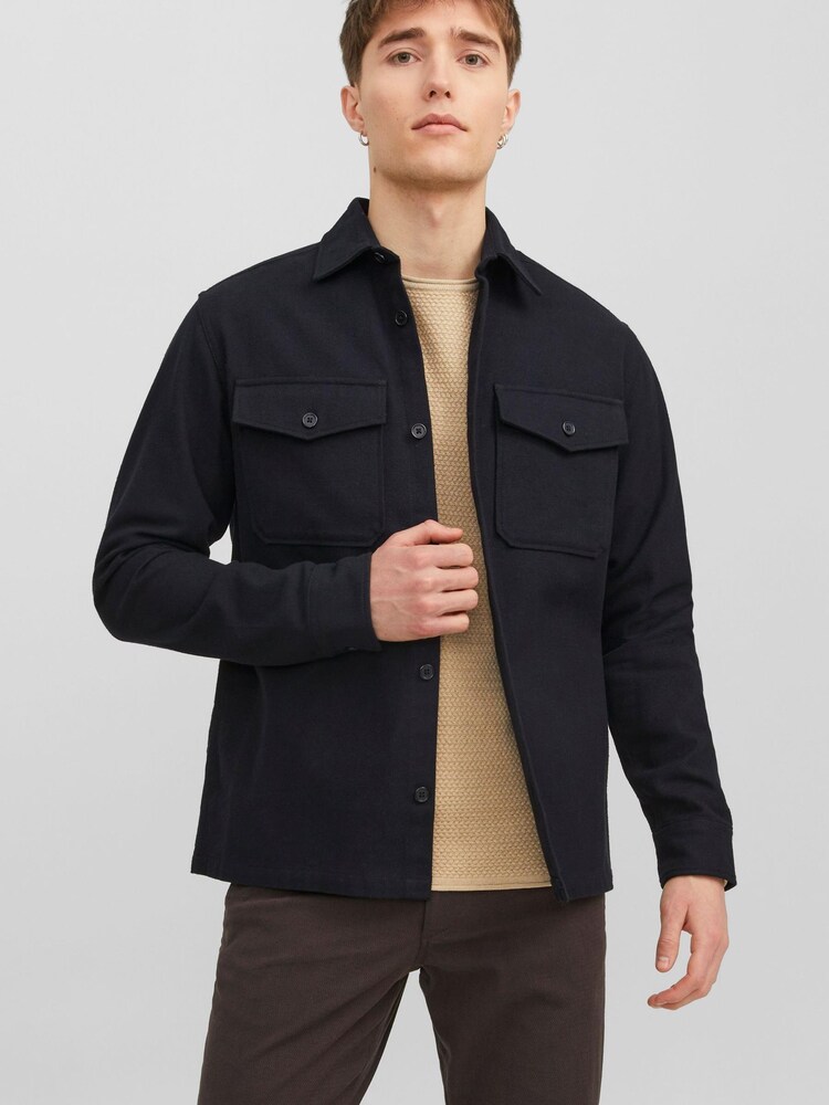 JACK & JONES Black Smart Pocket Detail Overshirt - Image 1 of 7