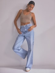 self. Taupe Scoop Neck Ribbed Jersey Corset Top - Image 2 of 8