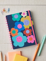 Navy Smiley Flowers 2025 A5 Diary - Image 1 of 4