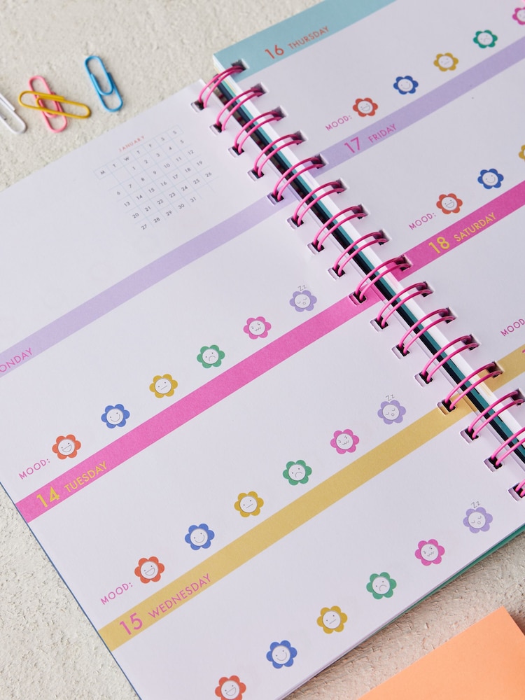 Navy Smiley Flowers 2025 A5 Diary - Image 2 of 4