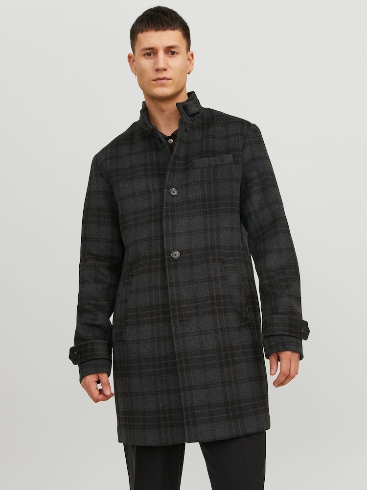 Приталенное пальто из смеси шерсти с воротником-хомутом JACK & JONES - Image 1 of 5